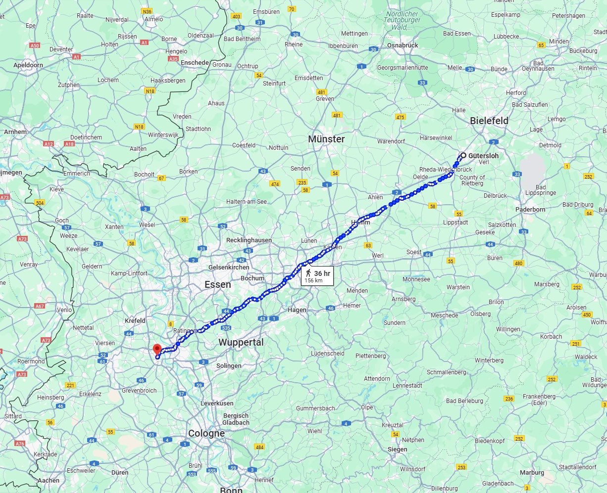 Anreise von Gütersloh Zu Neuss Über 