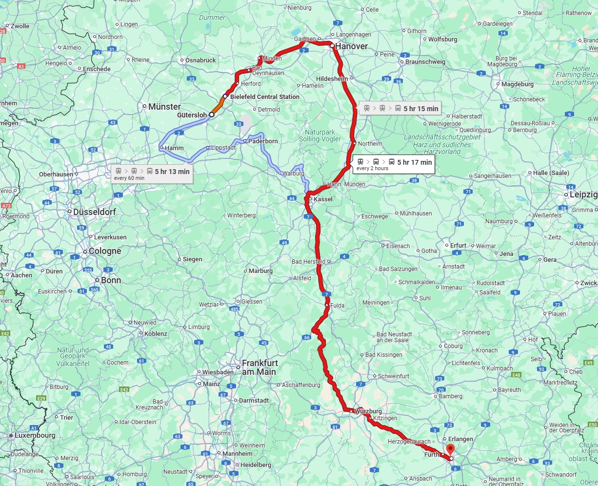 Anreise von Gütersloh Zu Nürnberg Über 