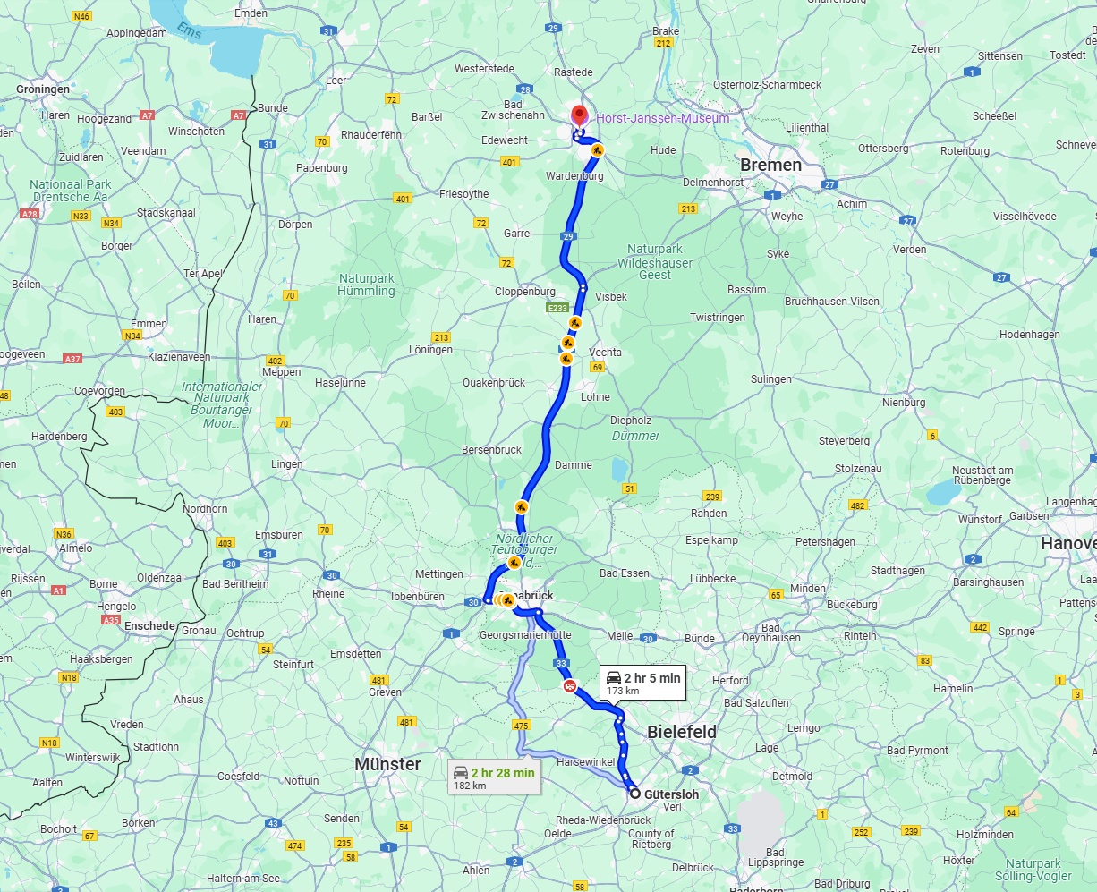 Anreise von Gütersloh Zu Oldenburg Über via A1