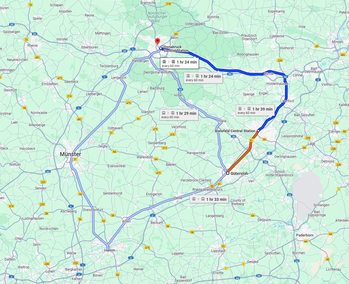 Anreise von Gütersloh Zu Osnabrück Über 