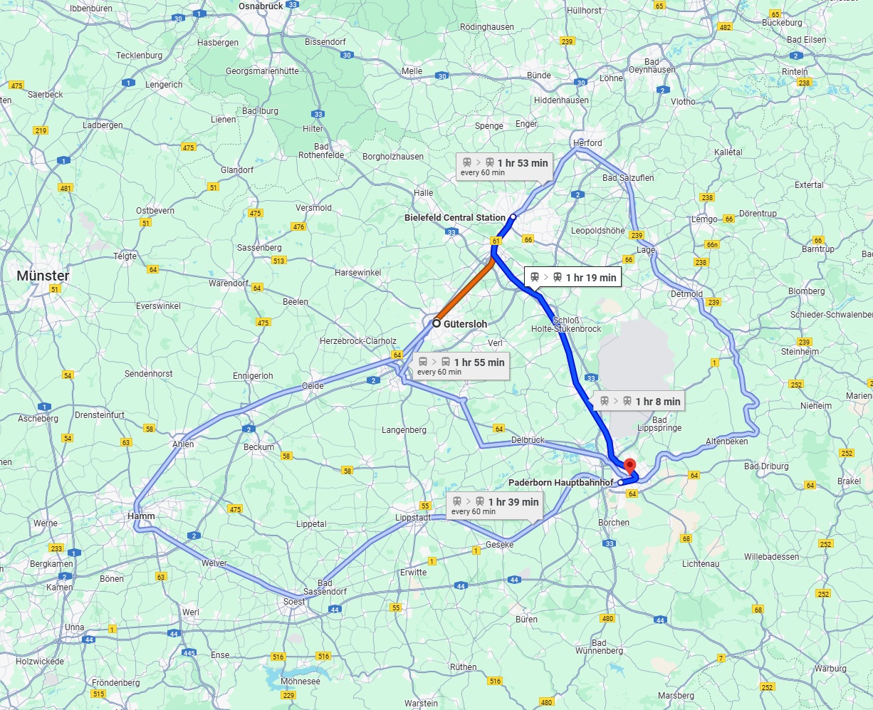 Anreise von Gütersloh Zu Paderborn Über 