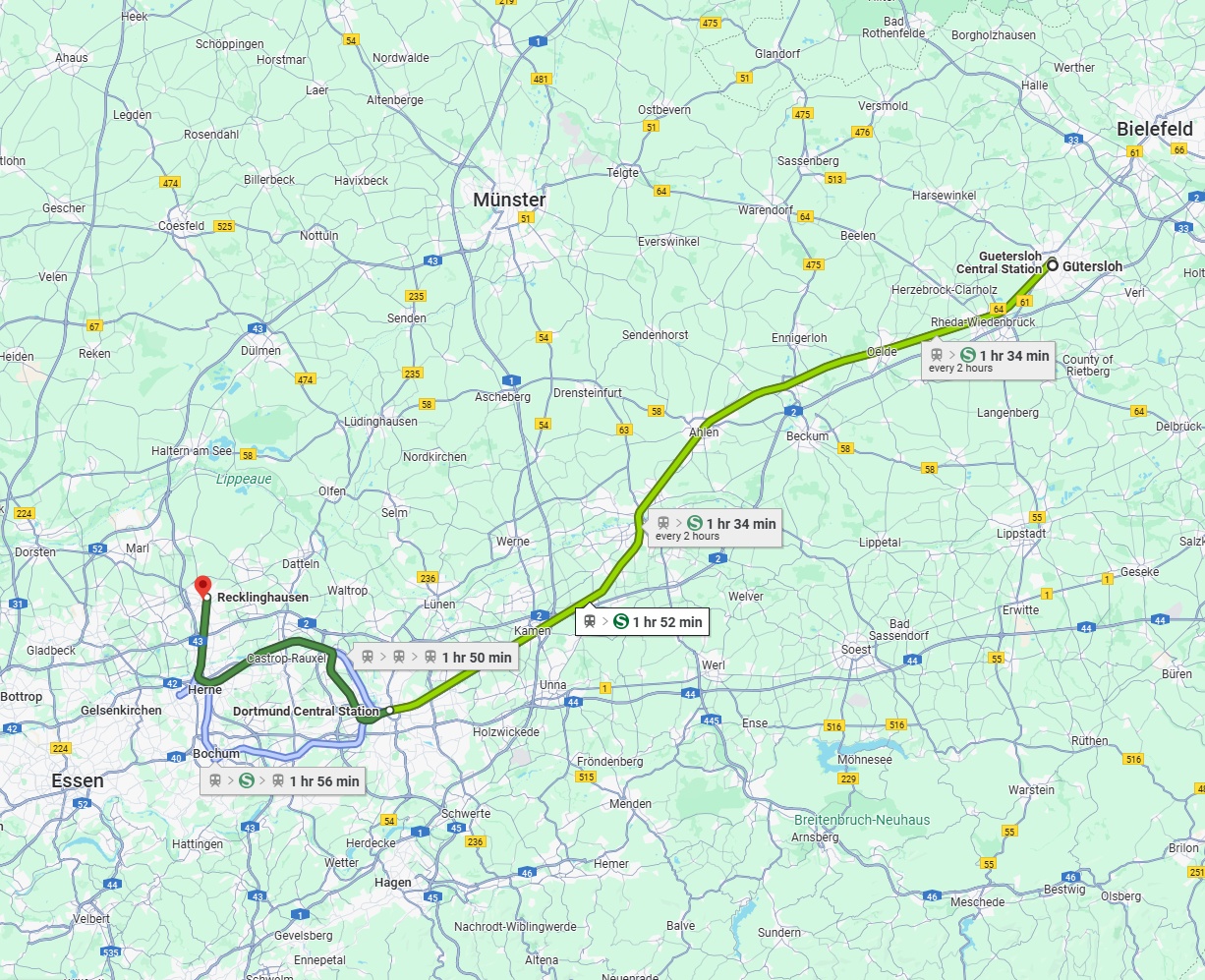 Anreise von Gütersloh Zu Recklinghausen Über 