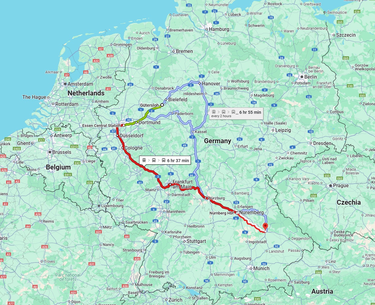 Anreise von Gütersloh Zu Regensburg Über 