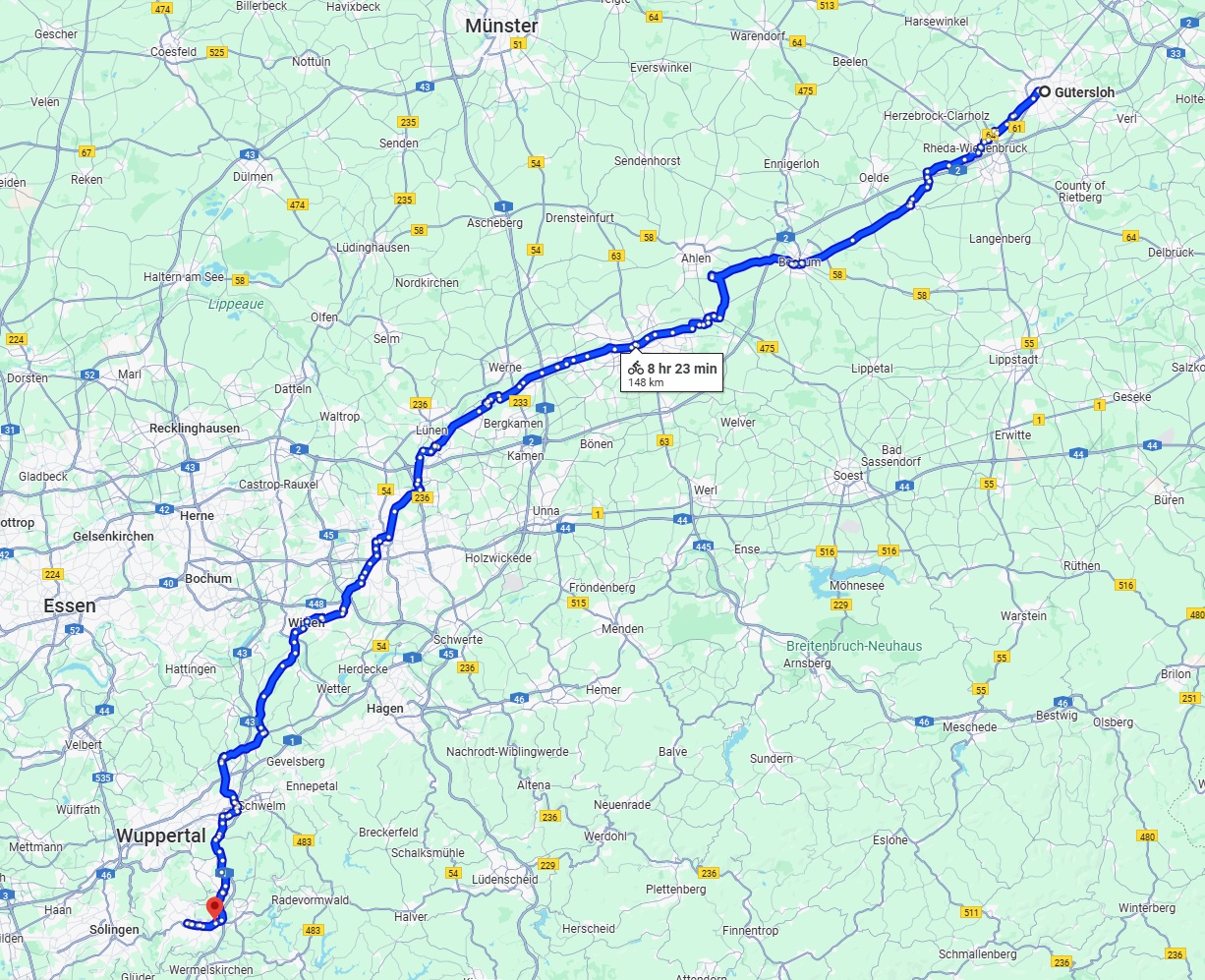 Anreise von Gütersloh Zu Remscheid Über 