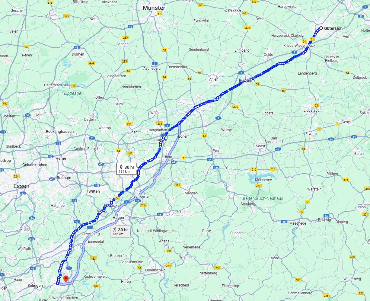 Anreise von Gütersloh Zu Remscheid Über 