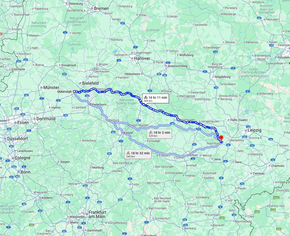 Anreise von Gütersloh Zu Saale Über 