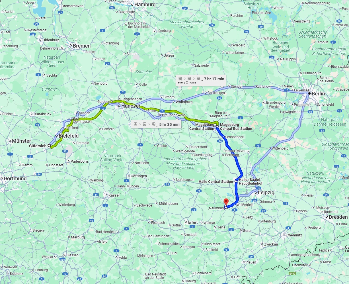 Anreise von Gütersloh Zu Saale Über 