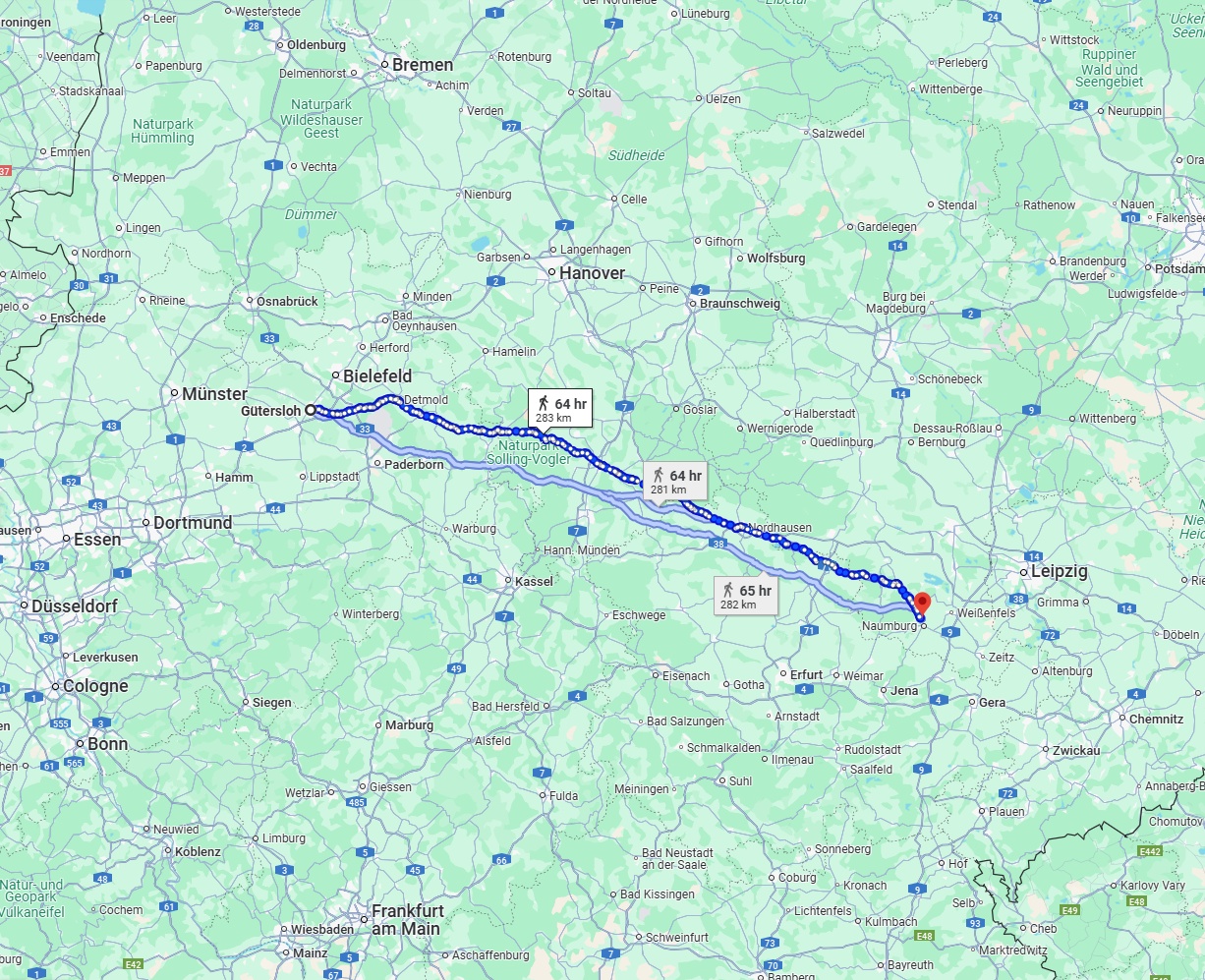 Anreise von Gütersloh Zu Saale Über 