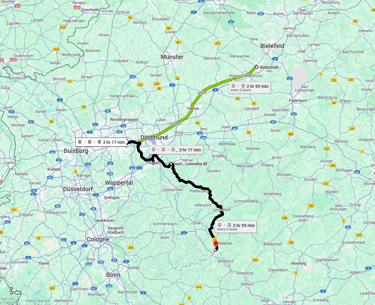 Anreise von Gütersloh Zu Siegen Über 