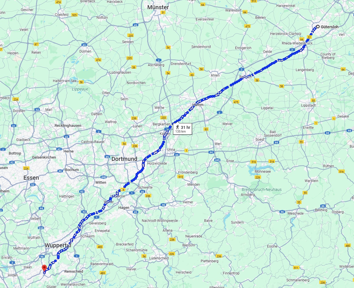 Anreise von Gütersloh Zu Solingen Über 