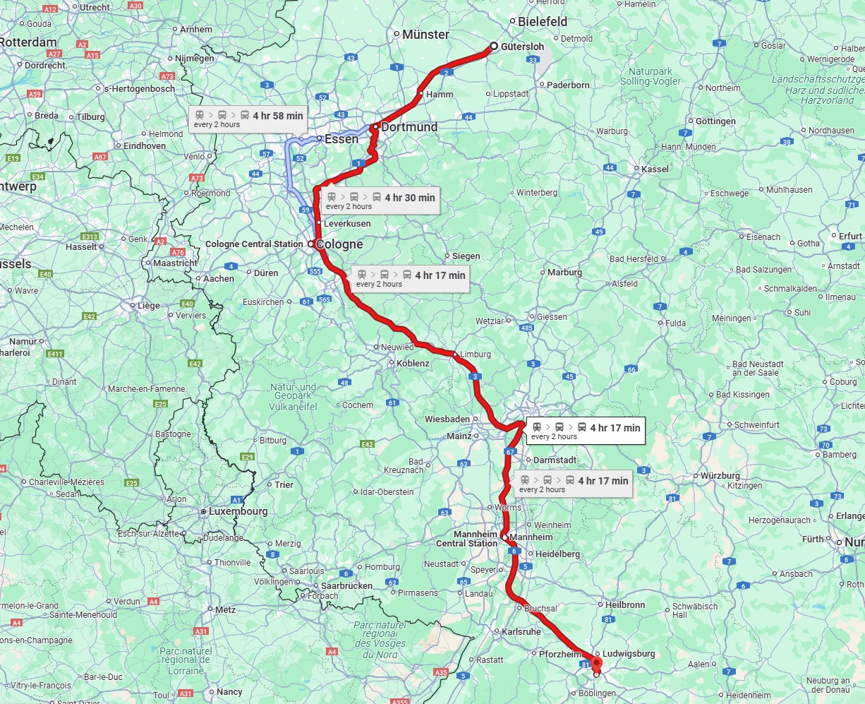 Anreise von Gütersloh Zu Stuttgart Über 