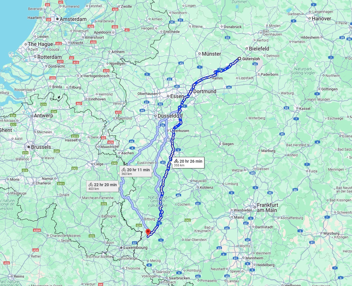 Anreise von Gütersloh Zu Trier Über 