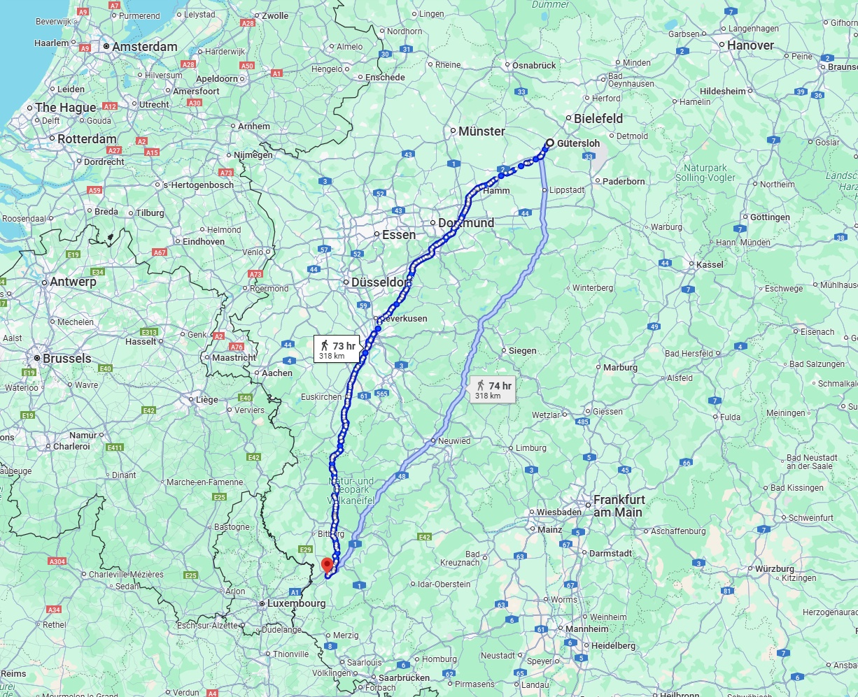 Anreise von Gütersloh Zu Trier Über 