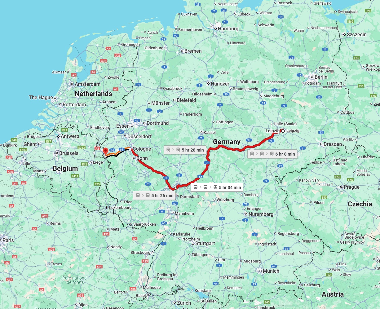 Anreise von Leipzig Zu Aachen Über 