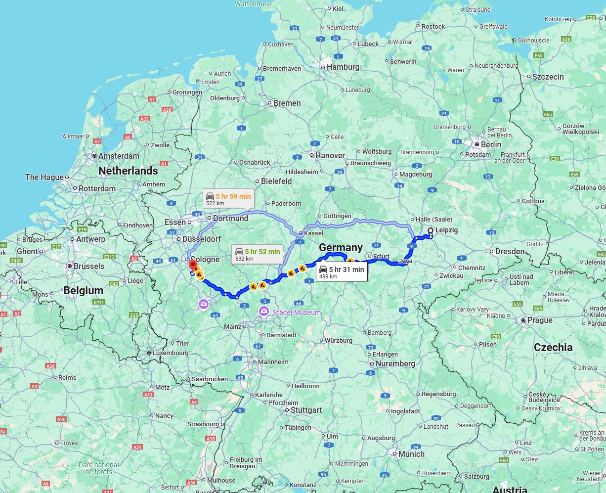 Anreise von Leipzig Zu Bonn Über via A4