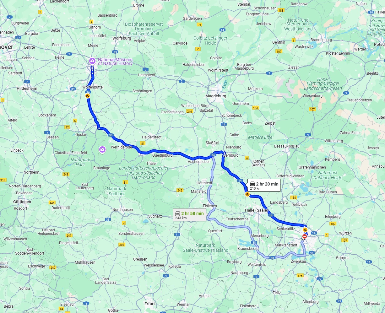 Anreise von Leipzig Zu Braunschweig Über via A14 and A36
