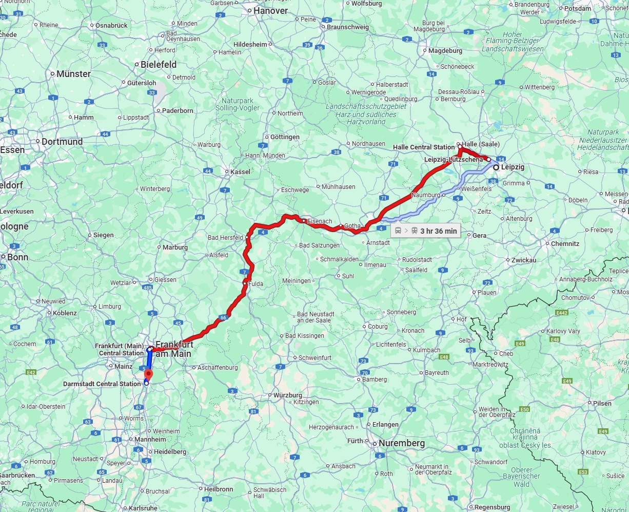 Anreise von Leipzig Zu Darmstadt Über 