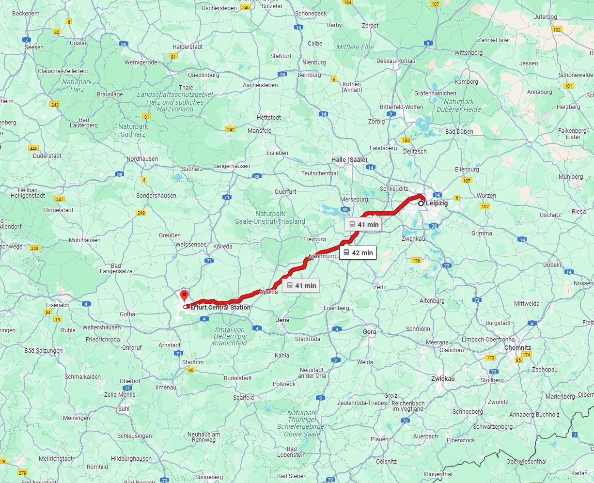 Anreise von Leipzig Zu Erfurt Über 