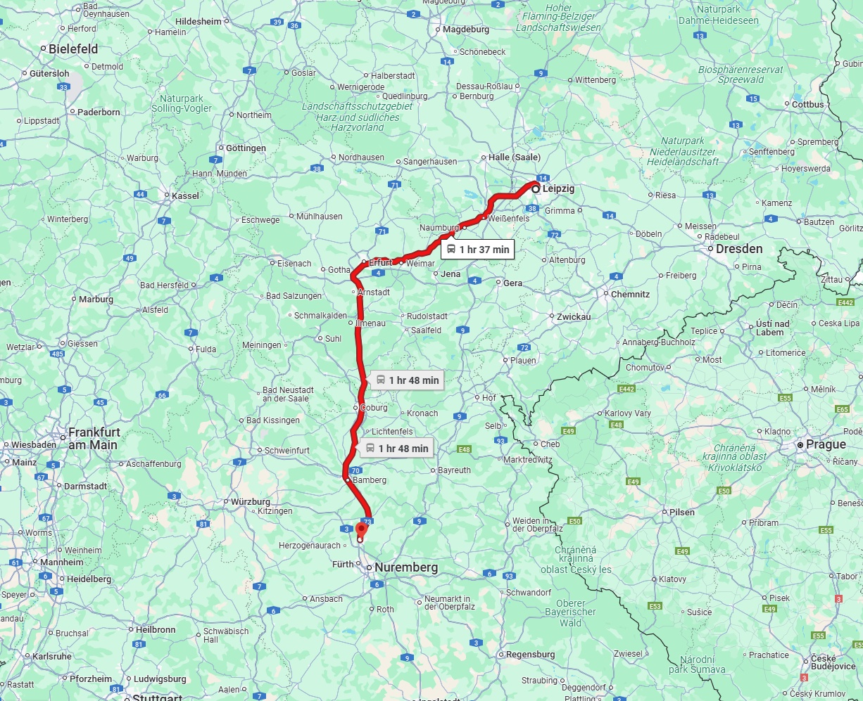 Anreise von Leipzig Zu Erlangen Über 