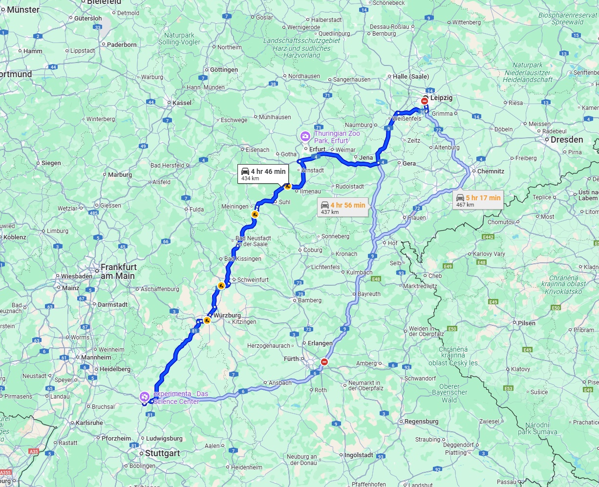 Anreise von Leipzig Zu Heilbronn Über via A71