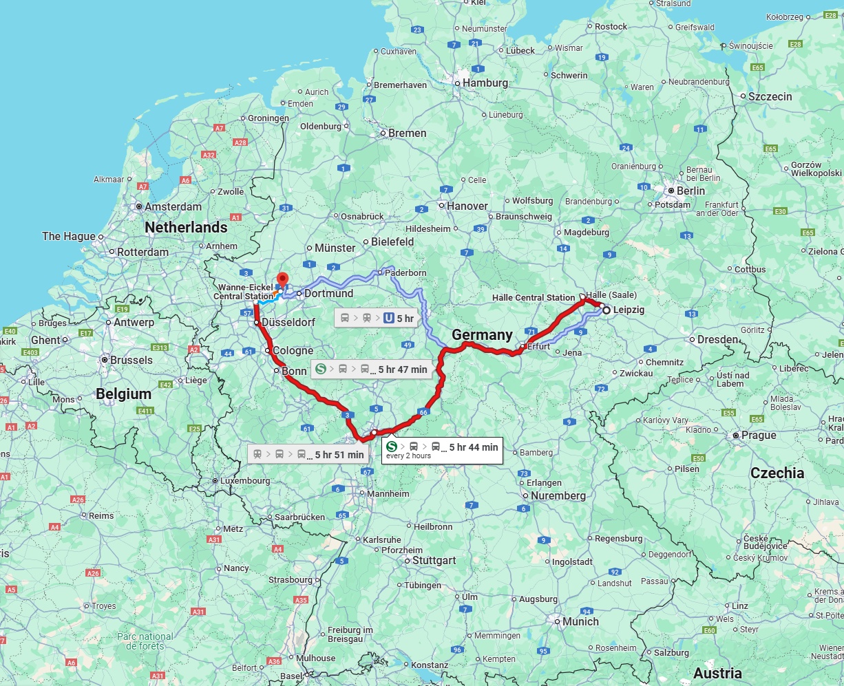 Anreise von Leipzig Zu Herne Über 
