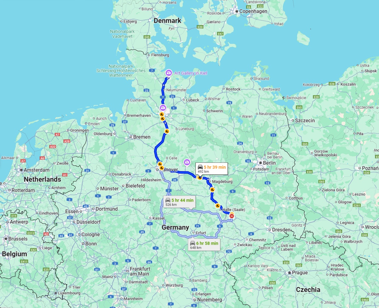 Anreise von Leipzig Zu Kiel Über via A7