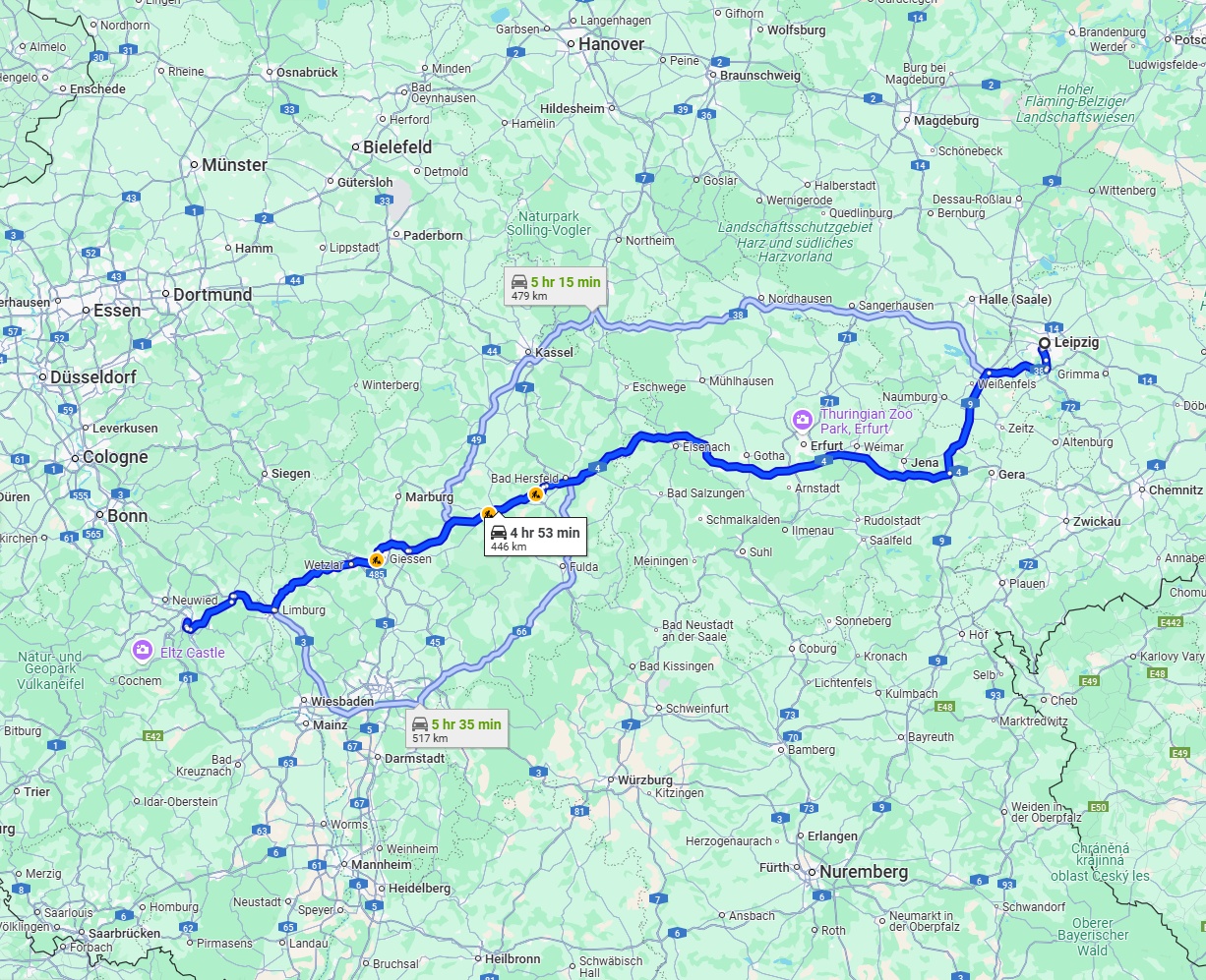 Anreise von Leipzig Zu Koblenz Über via A4
