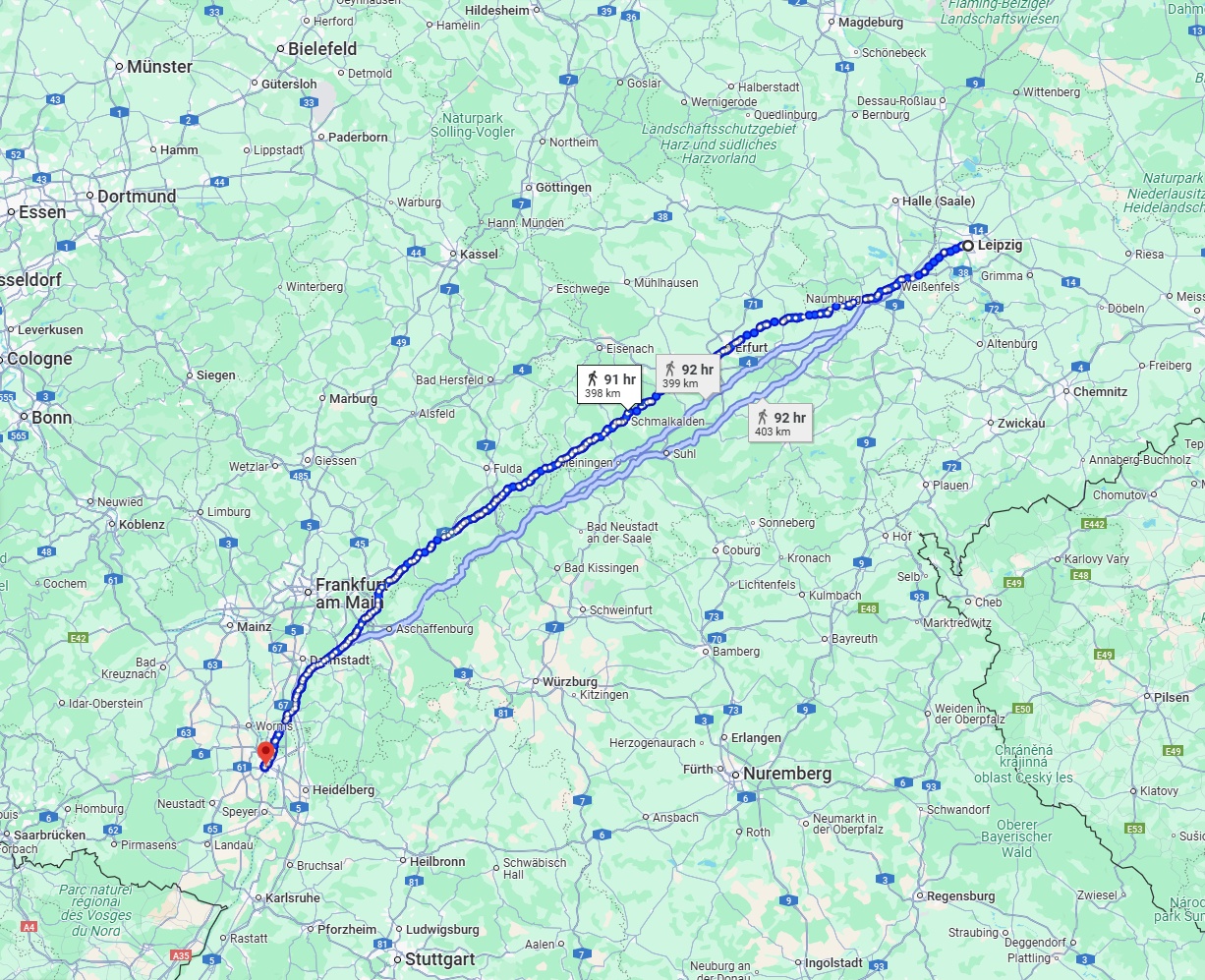 Anreise von Leipzig Zu Ludwigshafen am Rhein Über 