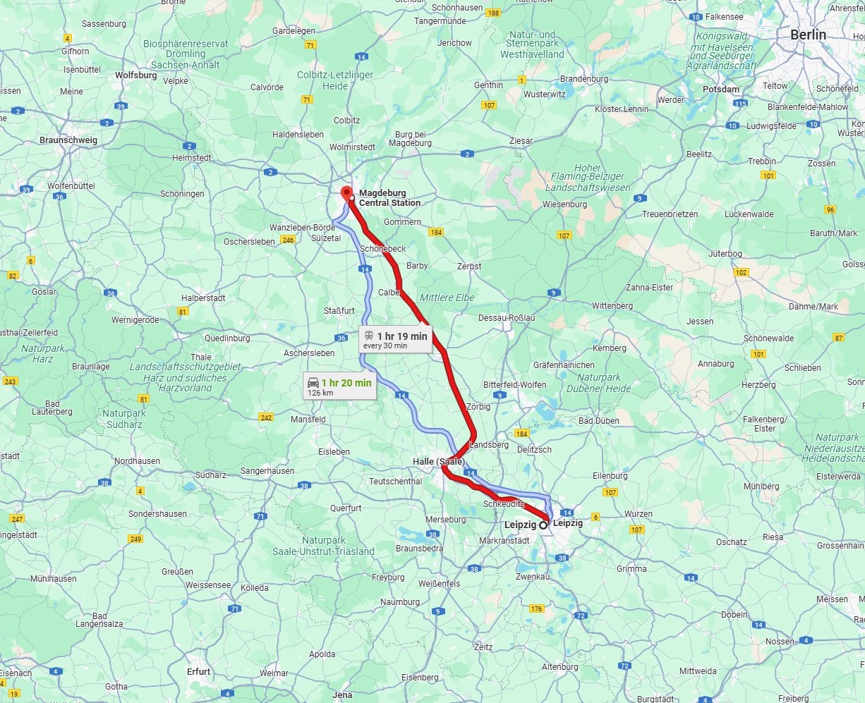 Anreise von Leipzig Zu Magdeburg Über via A14