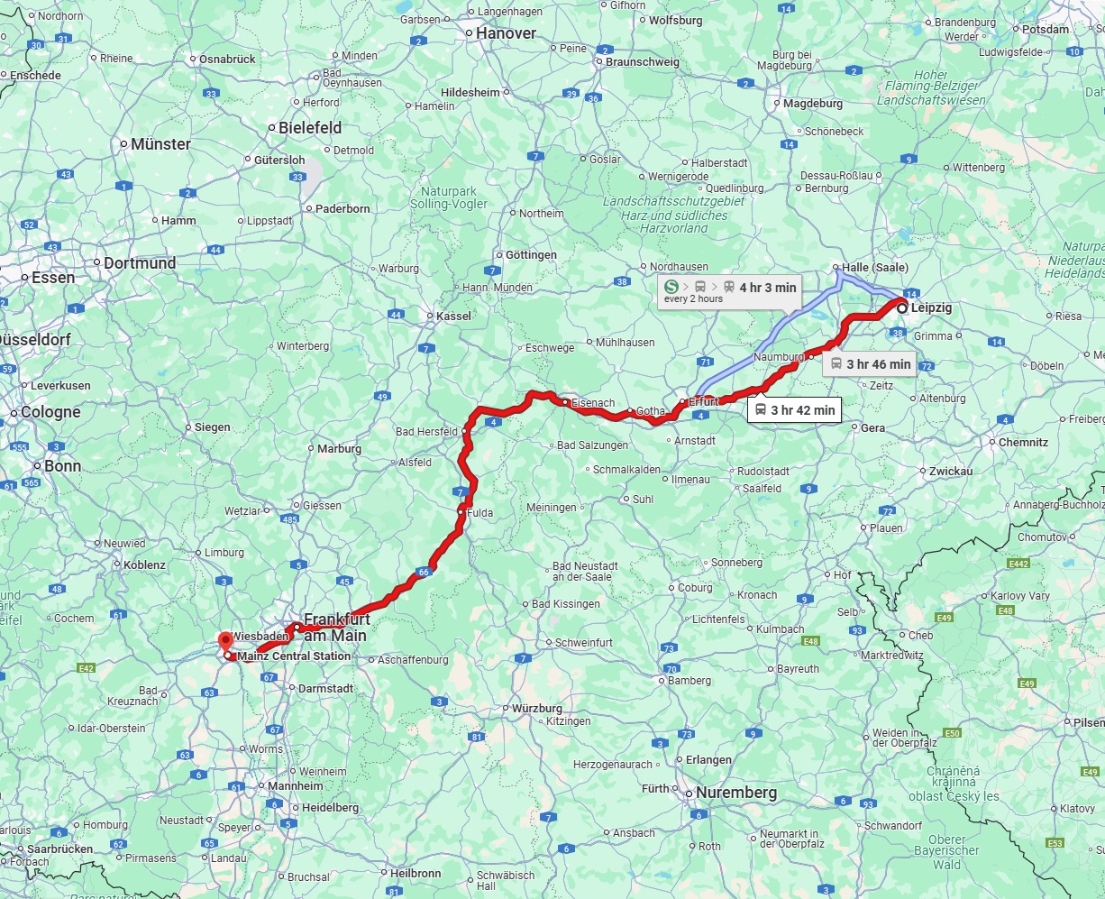 Anreise von Leipzig Zu Mainz Über 