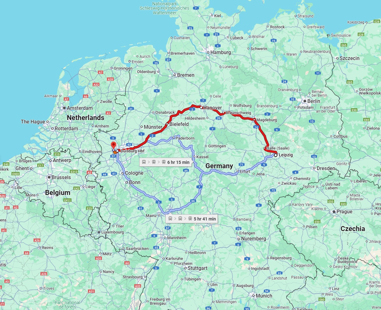 Anreise von Leipzig Zu Moers Über 