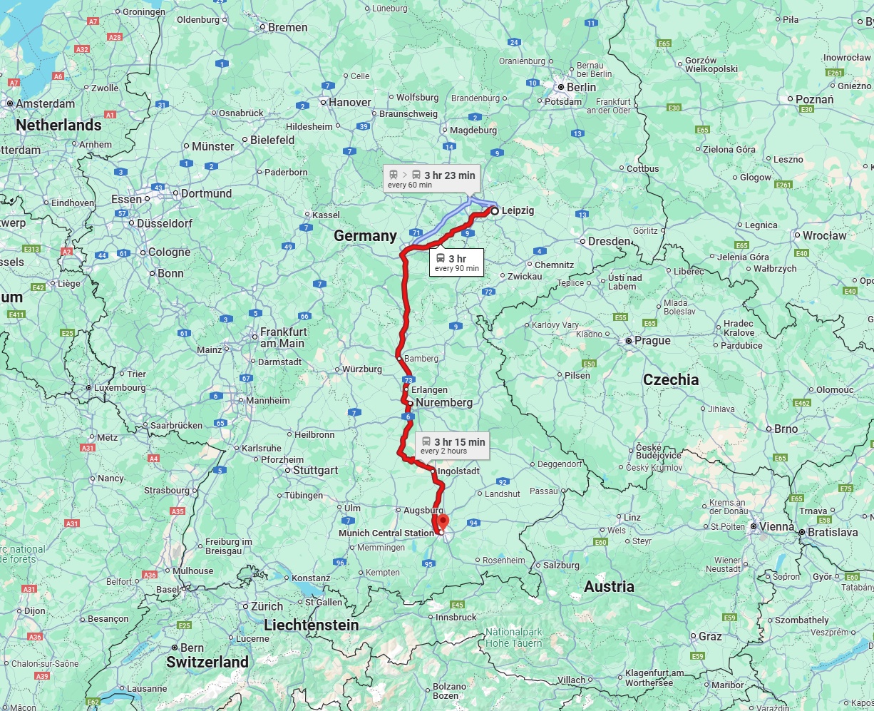 Anreise von Leipzig Zu München Über 