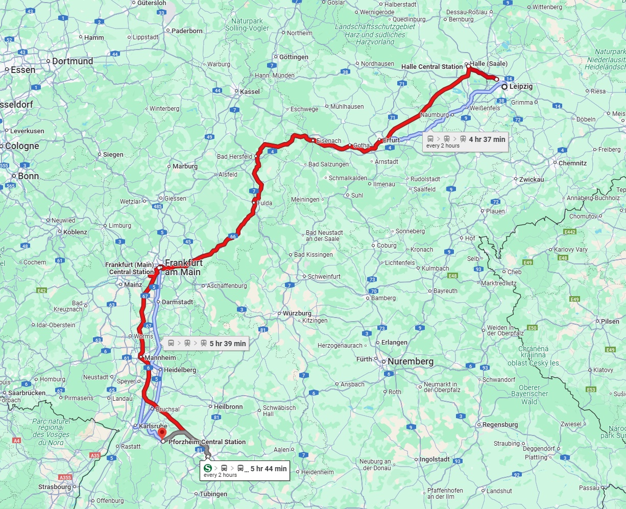 Anreise von Leipzig Zu Pforzheim Über 