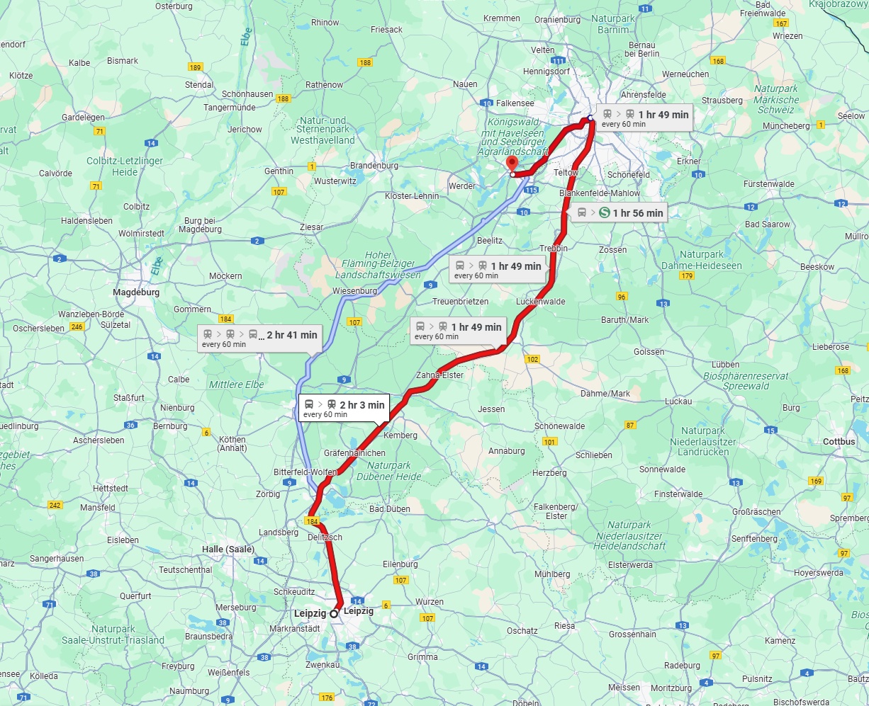 Anreise von Leipzig Zu Potsdam Über 