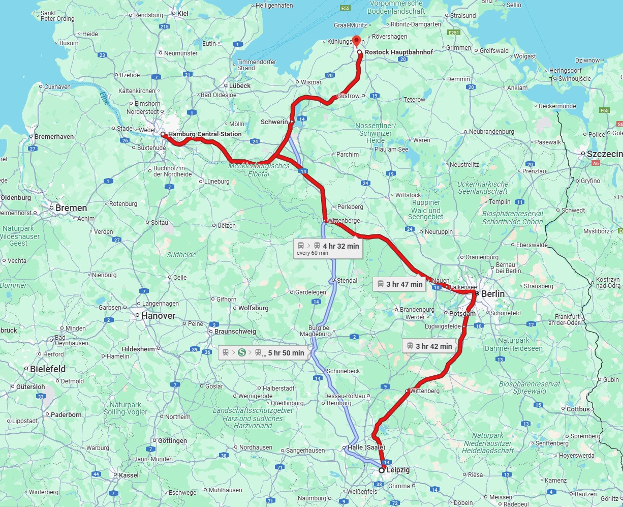 Anreise von Leipzig Zu Rostock Über 