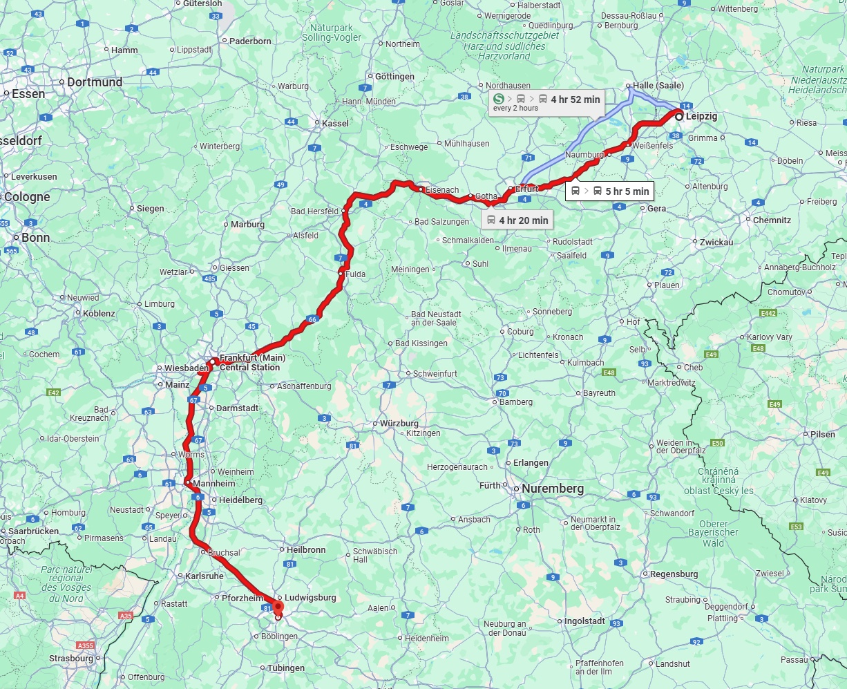 Anreise von Leipzig Zu Stuttgart Über 
