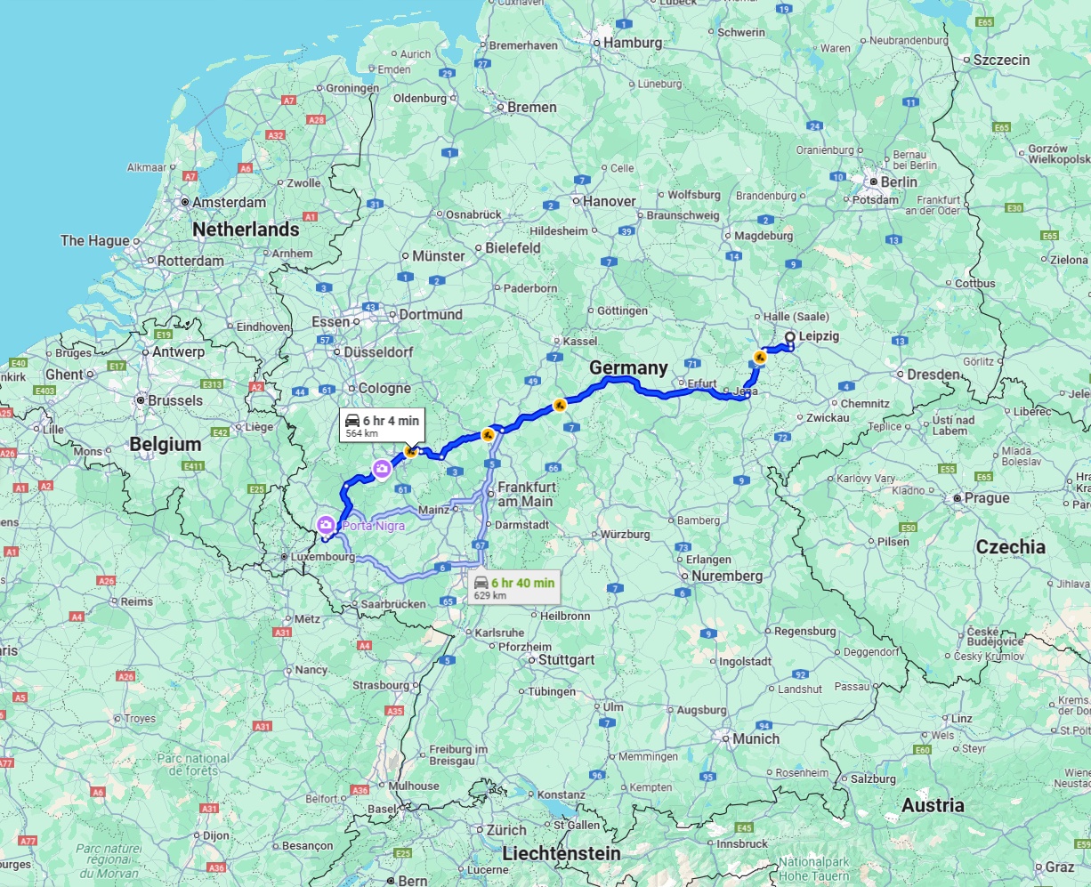 Anreise von Leipzig Zu Trier Über via A4