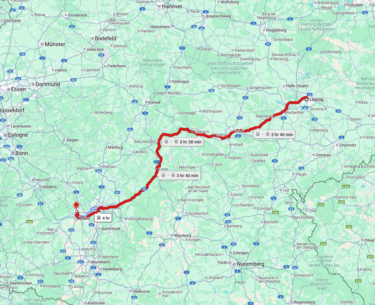 Anreise von Leipzig Zu Wiesbaden Über 