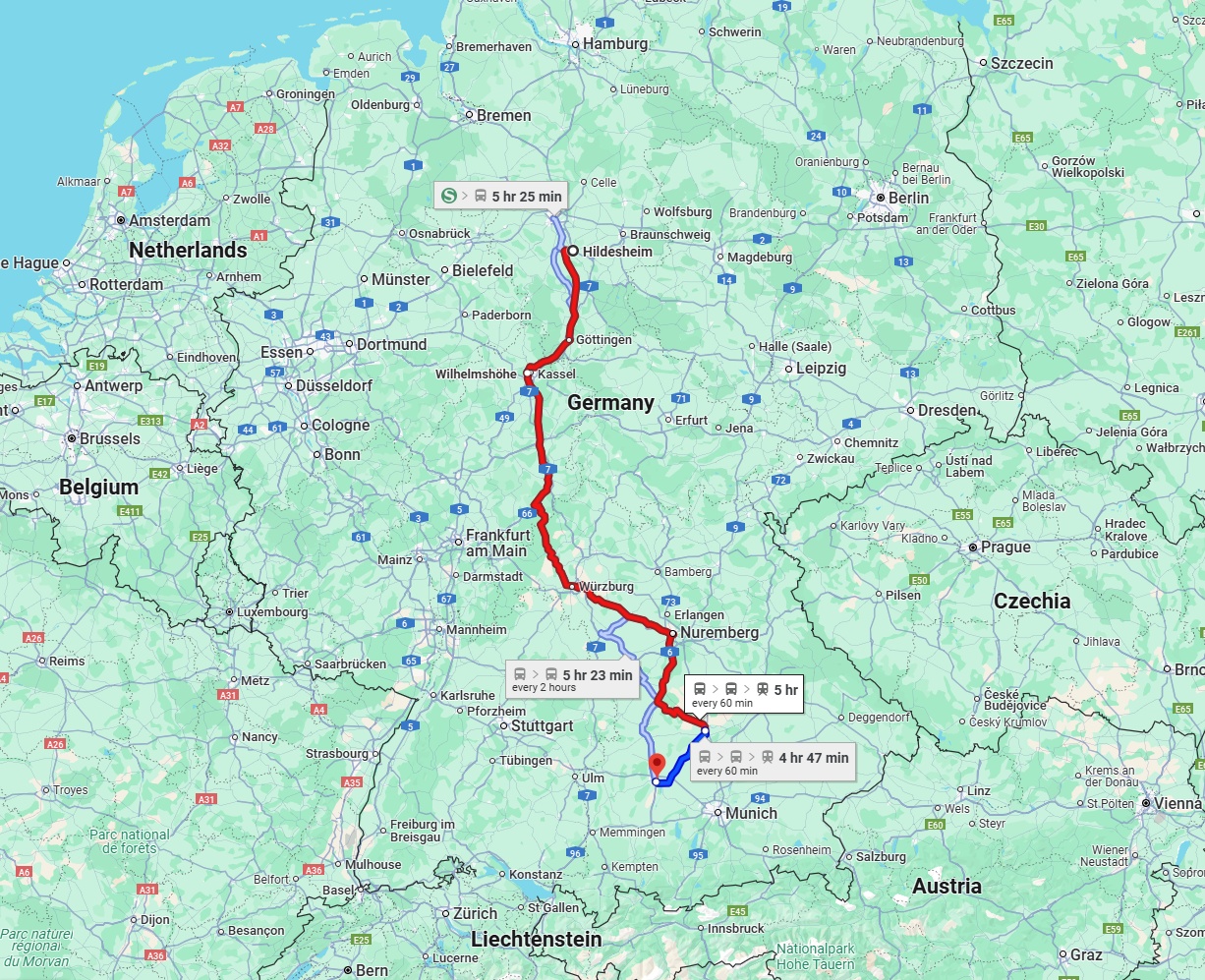 Anreise von Hildesheim Zu Augsburg Über 