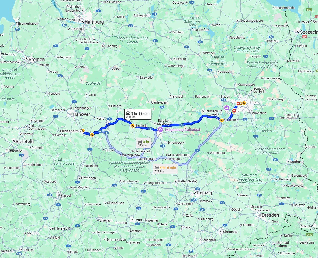 Anreise von Hildesheim Zu Berlin Über via A2
