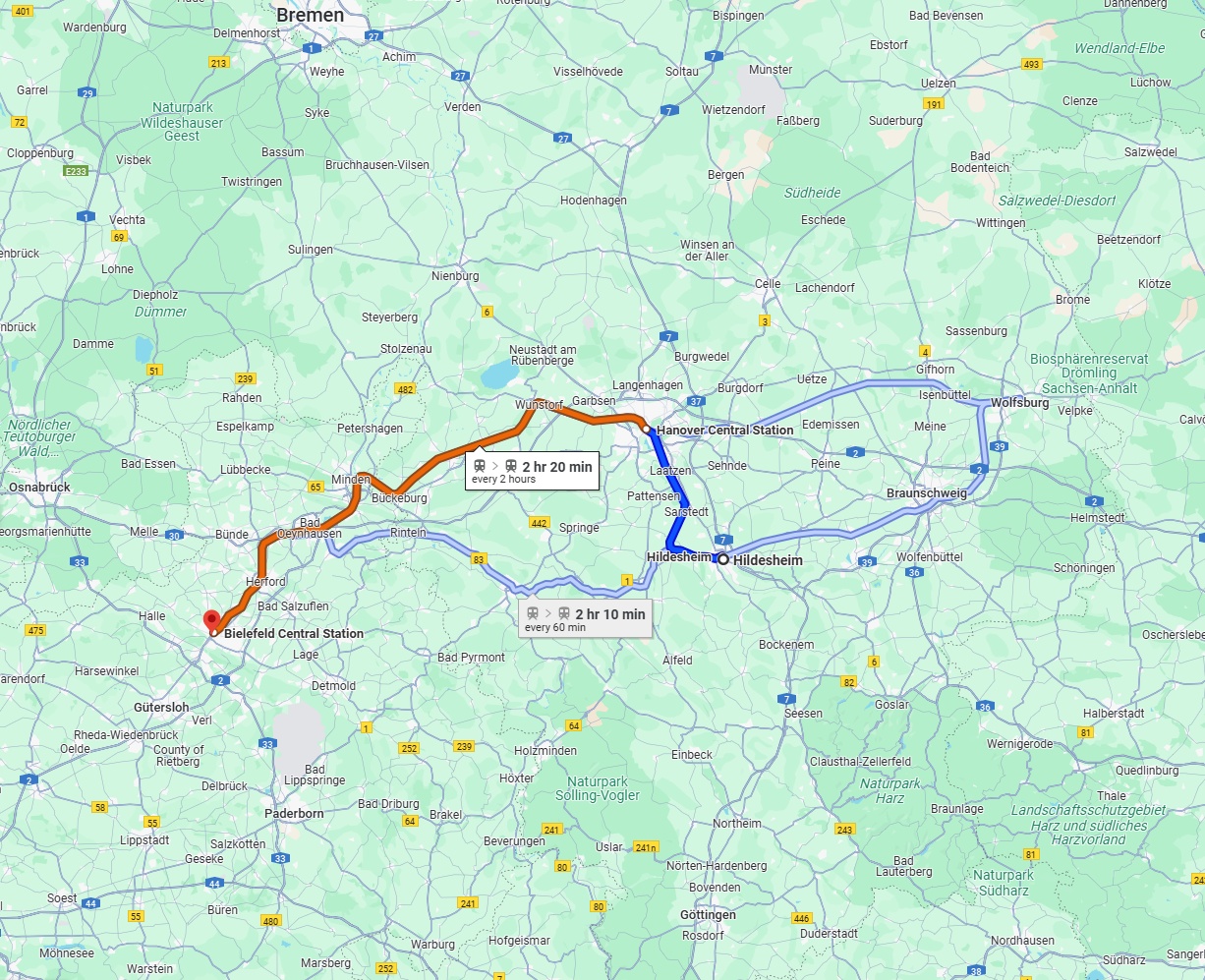 Anreise von Hildesheim Zu Bielefeld Über 