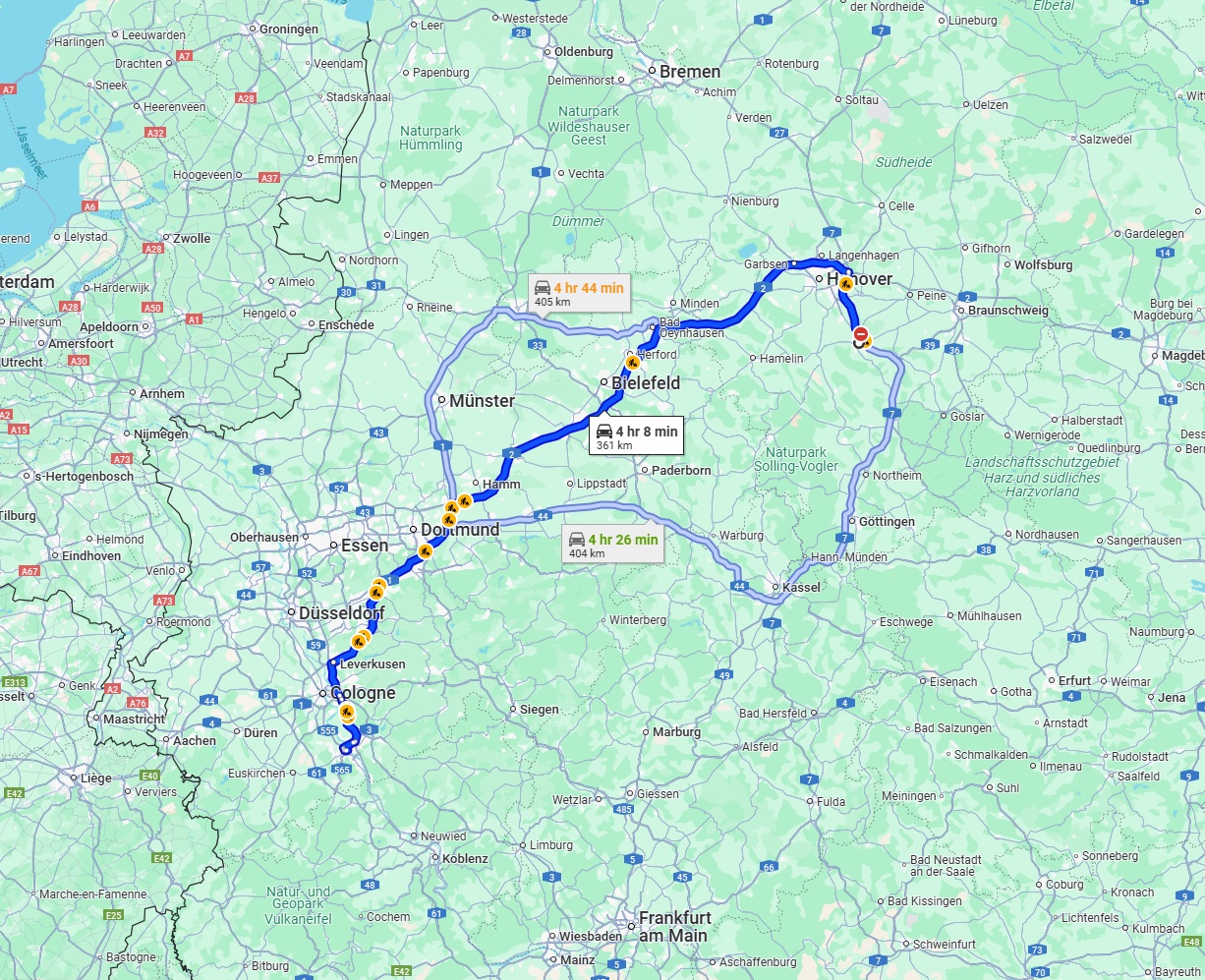 Anreise von Hildesheim Zu Bonn Über via A2