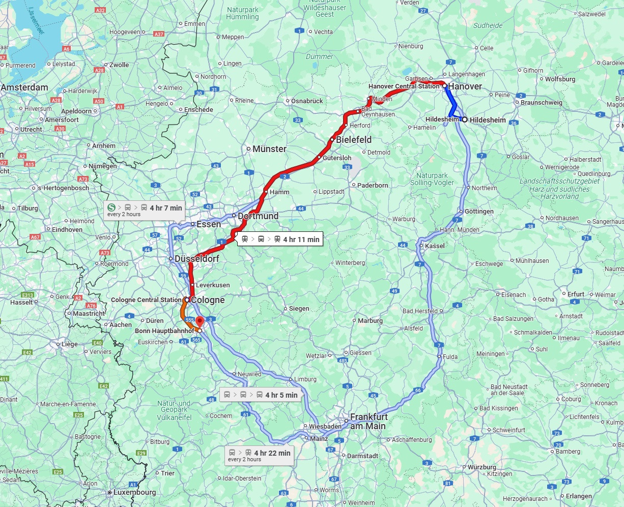 Anreise von Hildesheim Zu Bonn Über 