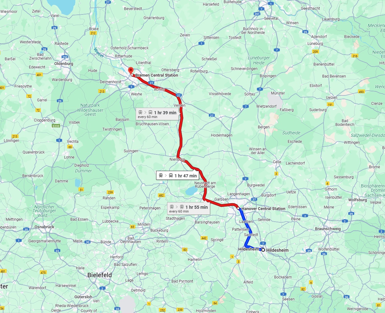 Anreise von Hildesheim Zu Bremen Über 