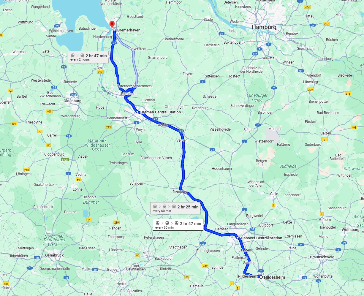 Anreise von Hildesheim Zu Bremerhaven Über 