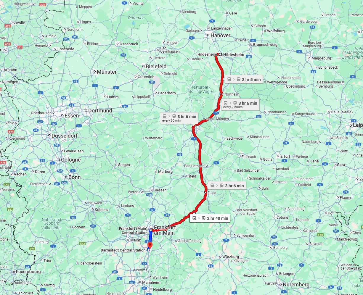 Anreise von Hildesheim Zu Darmstadt Über 