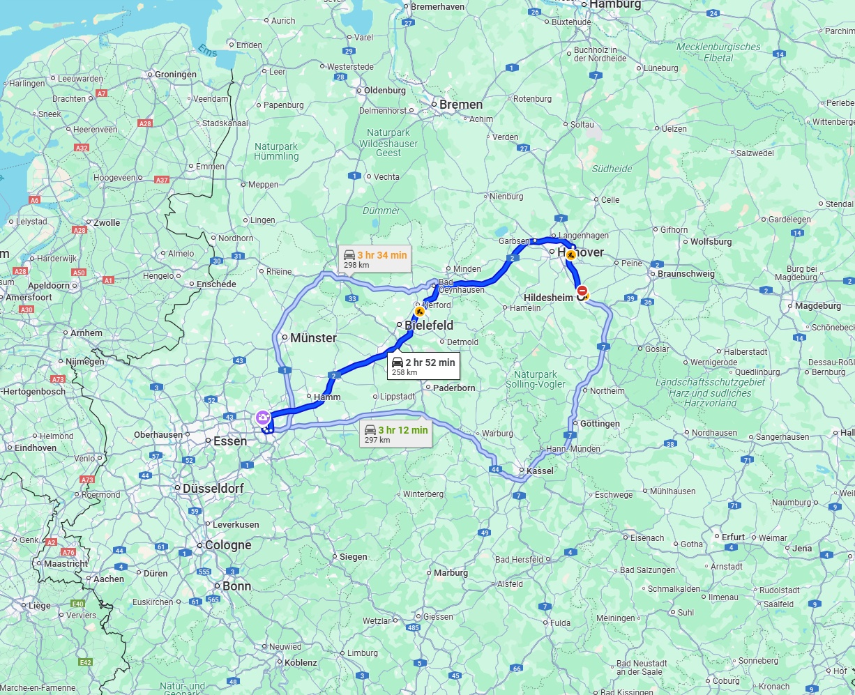 Anreise von Hildesheim Zu Dortmund Über via A2