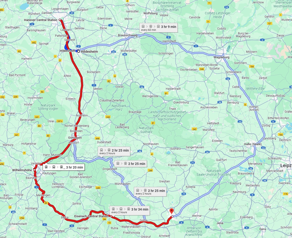 Anreise von Hildesheim Zu Erfurt Über 