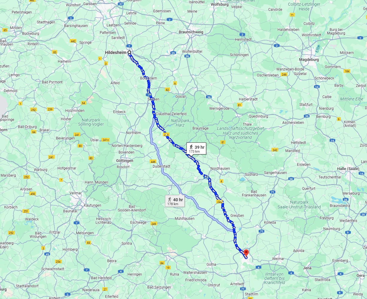Anreise von Hildesheim Zu Erfurt Über 