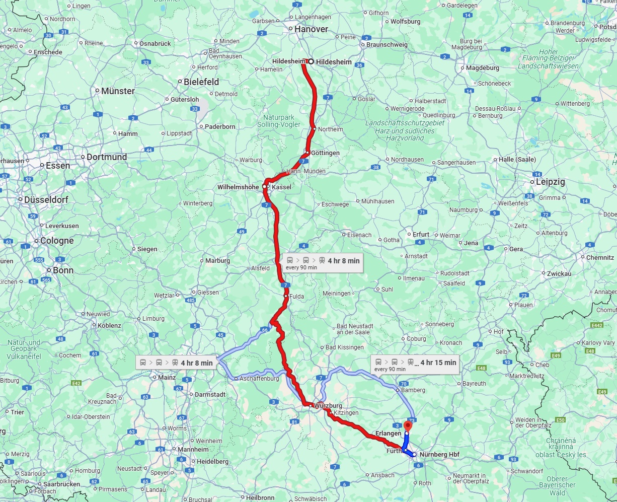 Anreise von Hildesheim Zu Erlangen Über 
